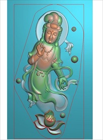 莲花荷花观音挂件牌子精雕图浮雕