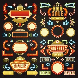 酒吧街道霓虹灯招牌矢量素材