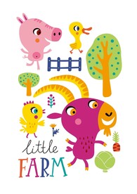 农场矢量卡通墙贴素材