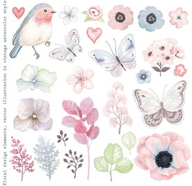 手绘水彩矢量鲜花素材