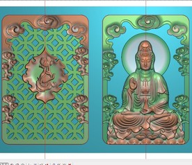 正坐托瓶双面观音挂件精雕图浮雕
