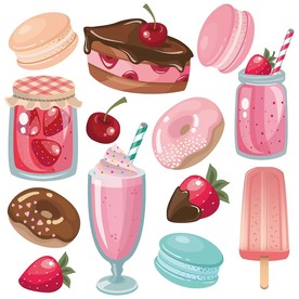 冰激凌巧克力甜甜圈卡通矢量素材