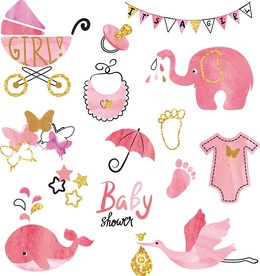 粉色婴儿卡通矢量素材