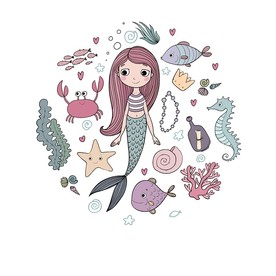 美人鱼手绘矢量素材