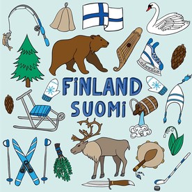 北欧冬季动物矢量卡素材