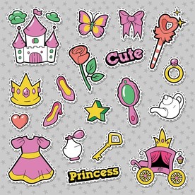 魔法城堡仙子公主矢量DIY素材