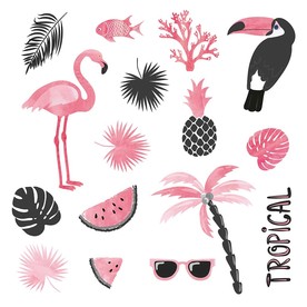 粉色热带元素矢量素材