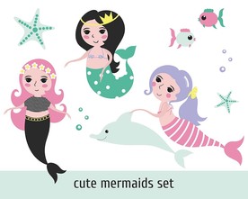 美人鱼矢量插画素材