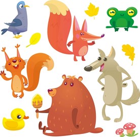 可爱森林动物卡通插画素材