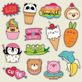 可爱婴儿卡通矢量DIY素材