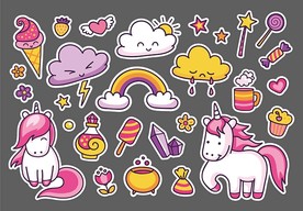 独角兽可爱卡通背景墙