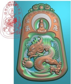 佛像盘龙挂件精雕图无相佛牌子