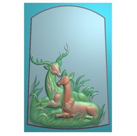 爱情情侣梅花鹿挂件精雕图浮雕图