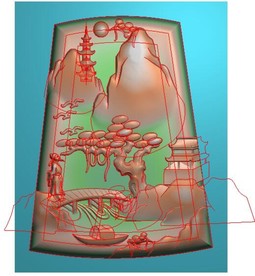 山水古代人物挂件玉雕牌子精雕图