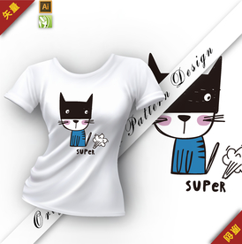 矢量原创可爱超人插图图案