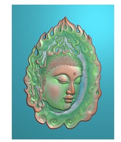 火焰佛头挂件佛像牌子精雕图浮雕
