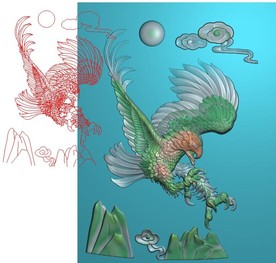 老鹰精雕图雄鹰大展宏图浮雕灰度