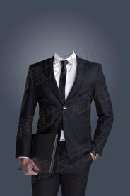 黑色半身西装模板形象照