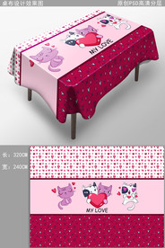 可爱猫咪卡通桌布