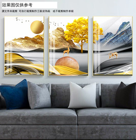 金色山發(fā)財(cái)樹麋鹿裝飾畫