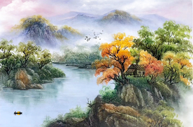 风景油画山水画