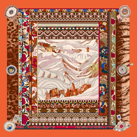 民族风动物纹方巾