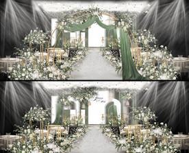 大氣泰式白綠色婚禮儀式區