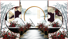 新中式水墨婚礼效果图+出场区