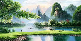 桂林漓江山水画
