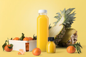 玻璃瓶装果汁饮料包装样机PSD