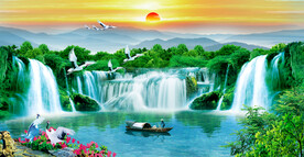 新中式山水畫背景墻