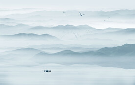 山水客廳掛畫電視背景墻