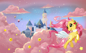 粉色城堡独角兽背景墙