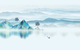 新中式抽象山水畫背景墻