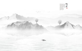 新中式水墨山水禅意背景墙