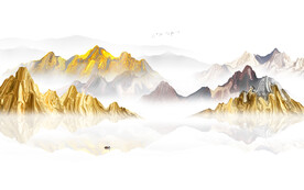 新中式水墨山水背景墻