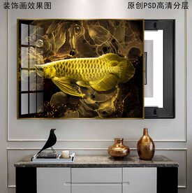 富贵金鱼电表箱装饰画