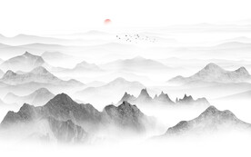 大氣磅礴簡(jiǎn)約新中式山水背景墻