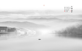 新中式山水墙画