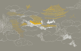 金箔线条山水背景墙