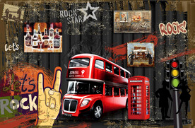 手绘涂鸦港式酒吧背景墙