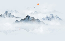 中式水墨山水画