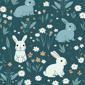 兔子布料底紋卡通多彩圖案 