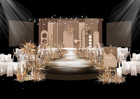 咖啡色婚禮主舞臺(tái)效果圖
