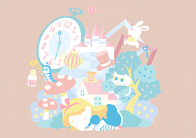 愛麗絲夢(mèng)游仙境手繪兒童墻插畫