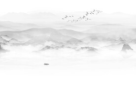 中式水墨山水畫電視背景墻