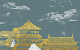 金箔阁楼中式背景墙