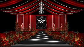 红色秀场风婚礼效果图