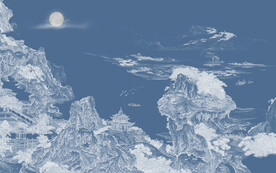 线条禅意山水背景墙