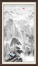 水墨迎客松